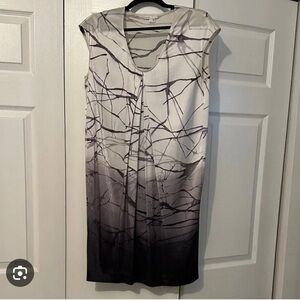 Vince silk splatter sleeveless dress origami
